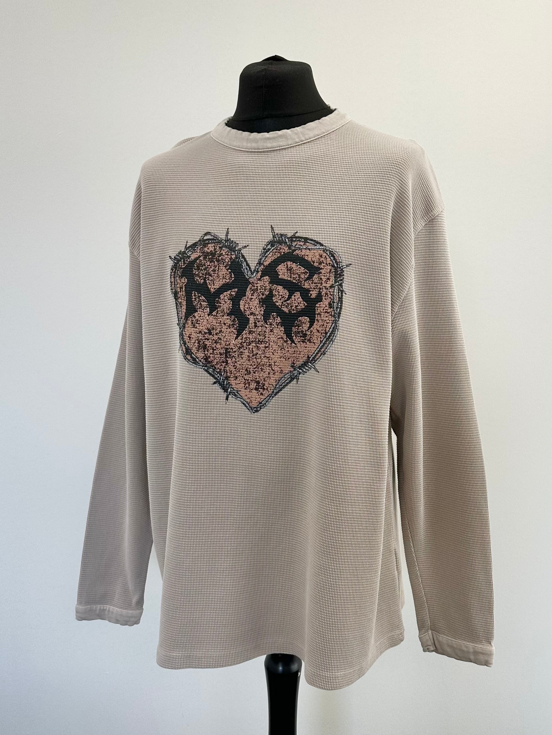 Washed Taupe Waffle Heavyweight MS Long Sleeve T-shirt. - Image 3
