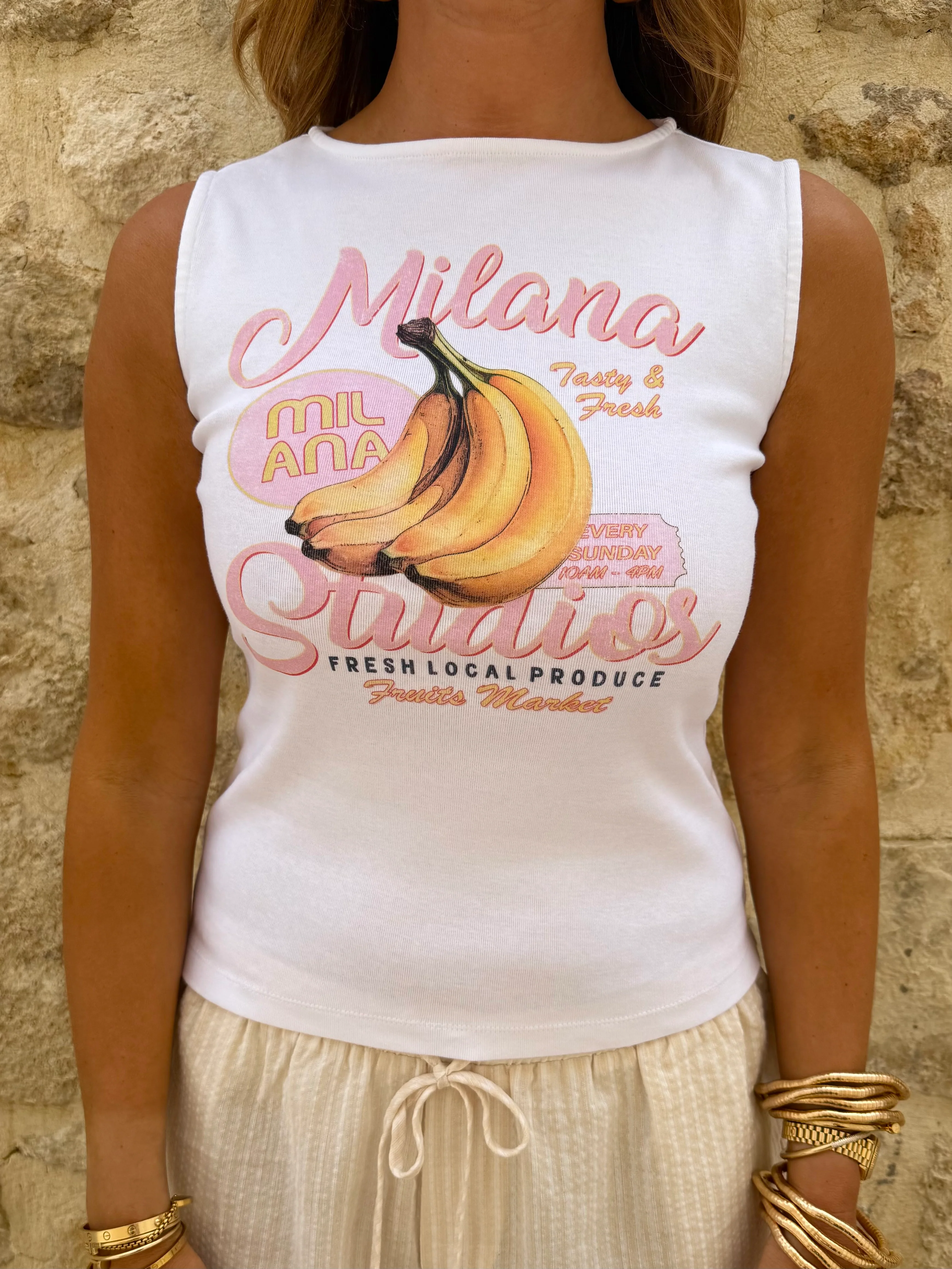 White Banana Tank Top.