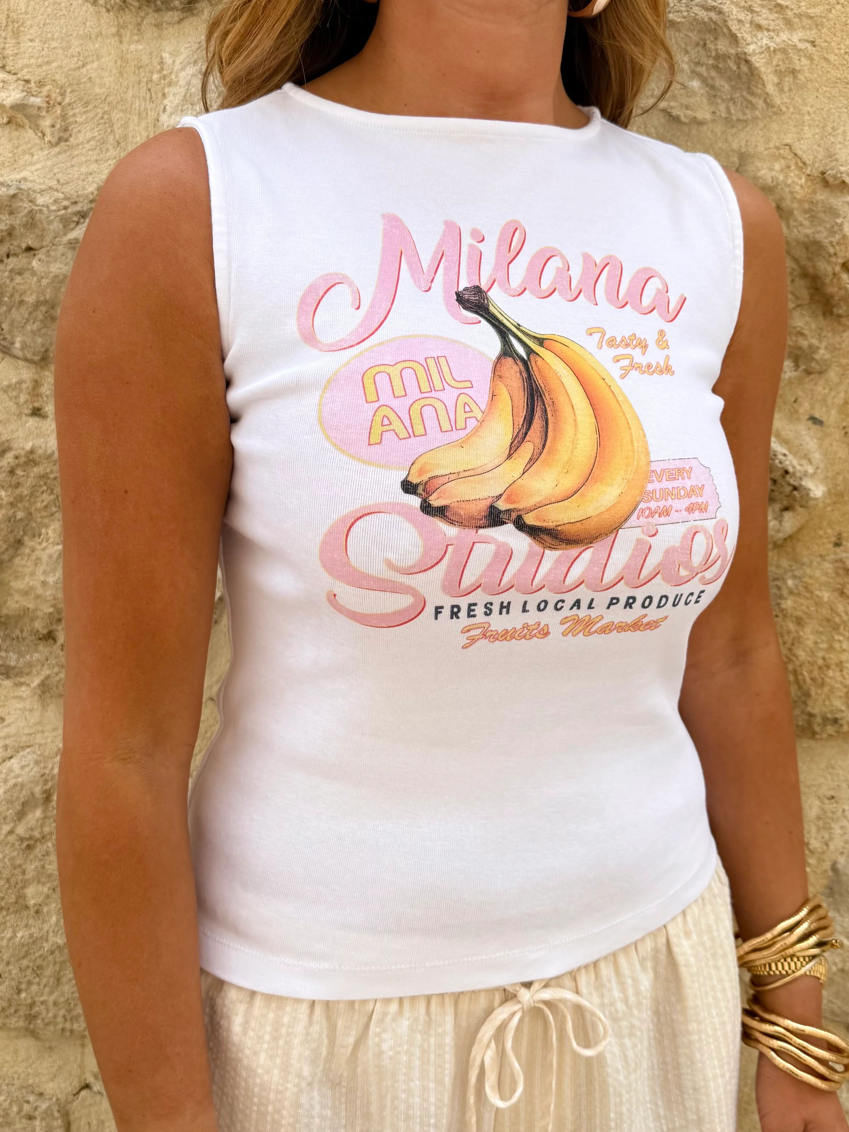 White Banana Tank Top. - Image 2