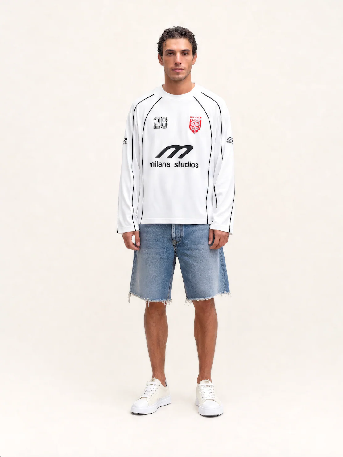 White Milana Mens World Cup Long Sleeve Jersey. - Image 3