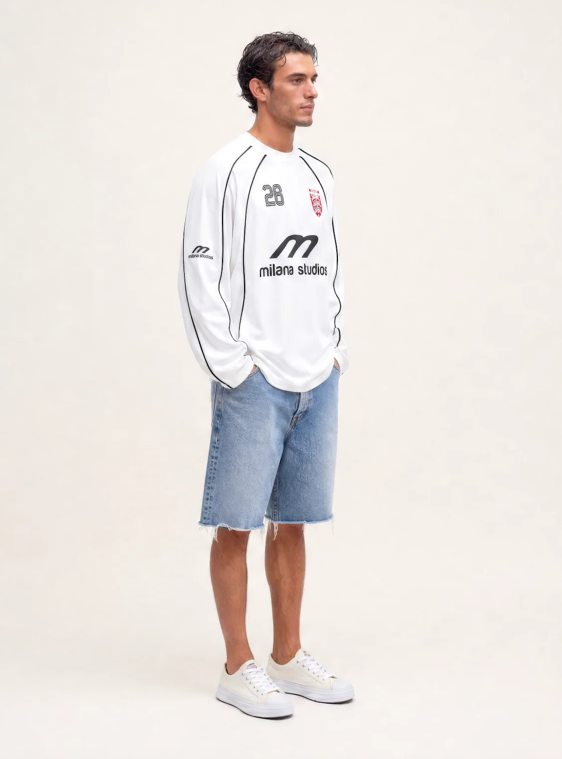 White Milana Mens World Cup Long Sleeve Jersey. - Image 4