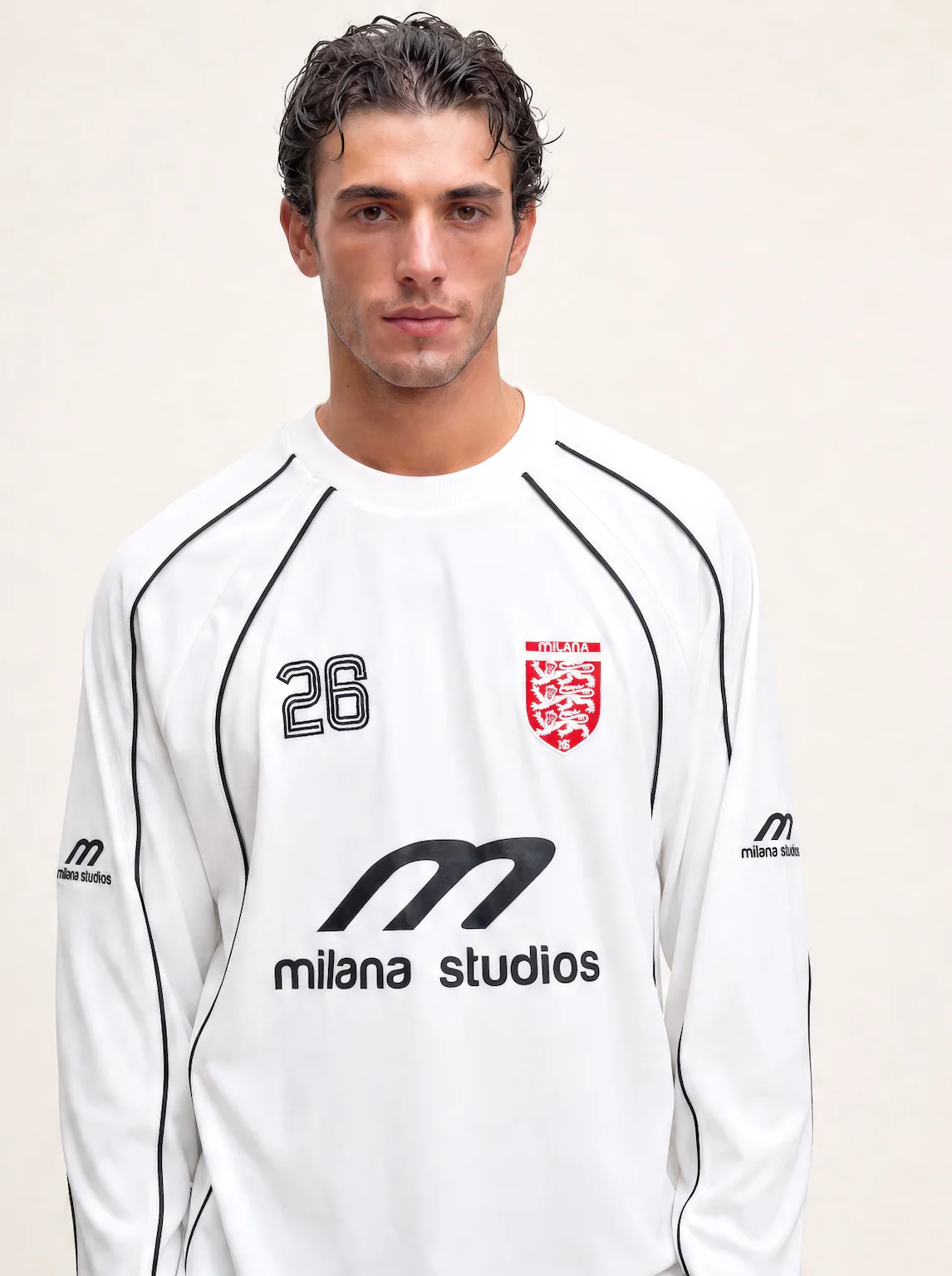 White Milana Mens World Cup Long Sleeve Jersey. - Image 5