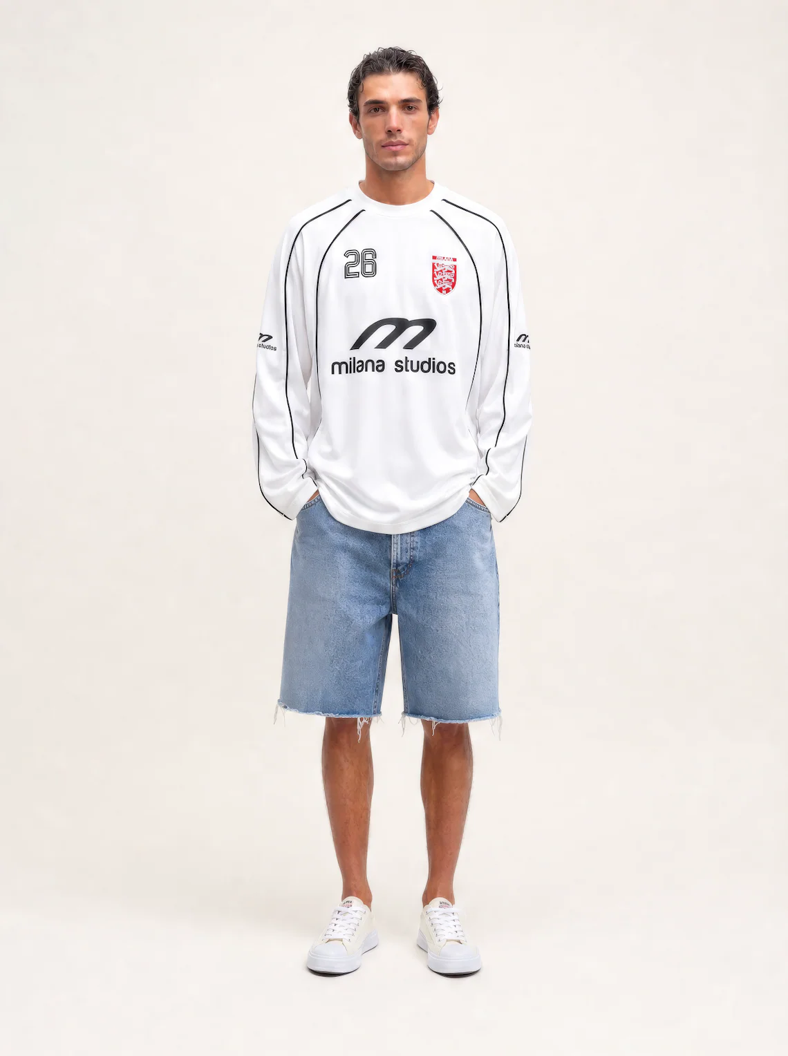 White Milana Mens World Cup Long Sleeve Jersey. - Image 6